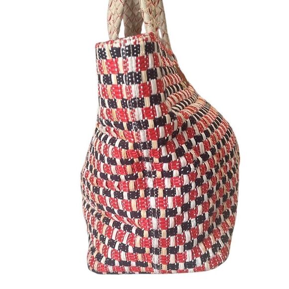 Kate Spade Red and Black Leather and Woven Tote Shoulder Bag - Picture 5 of 16